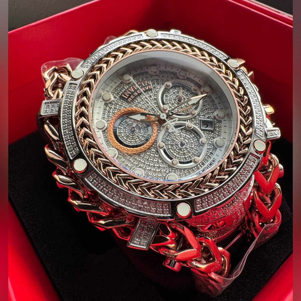 Invicta Swiss Reserve Gladiator 2.92CTW Diamond w/ Rose Gold Mens Watch New!